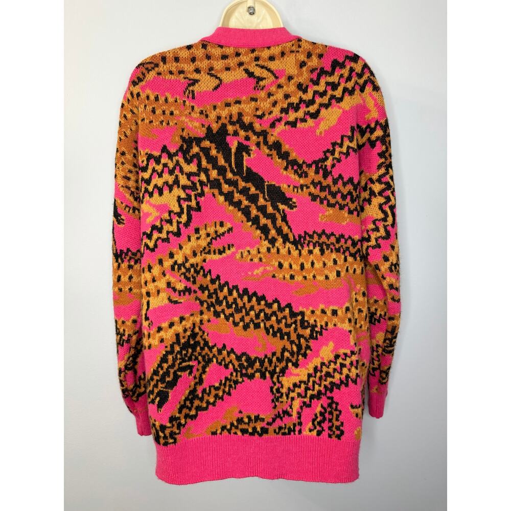 FARM Rio Croco Pink Knit Cardigan Sweater Oversized Multi Women's S - Picture 6 of 12